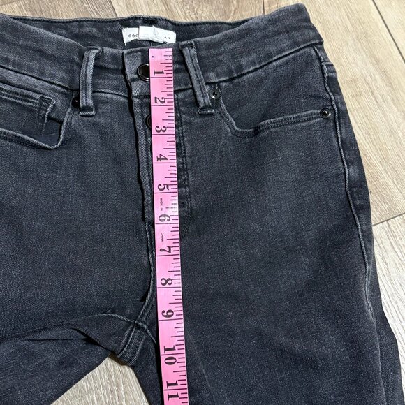 GOOD AMERICAN Skinny Jeans Size 0/25 Black Button Fly - Picture 7 of 10